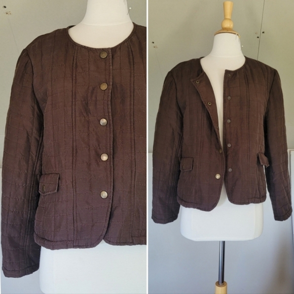 100% Silk SilkLand Quilted Jacket Size L - Picture 1 of 8